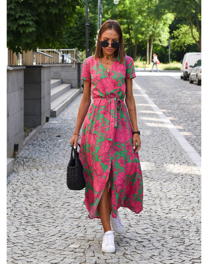 Talia™ | Stilig V-hals Blomsterkjole