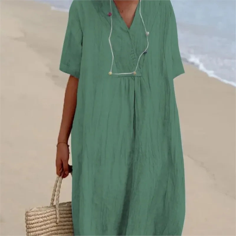 Silvana™ | Avslappet Teksturert Maxi Kjole