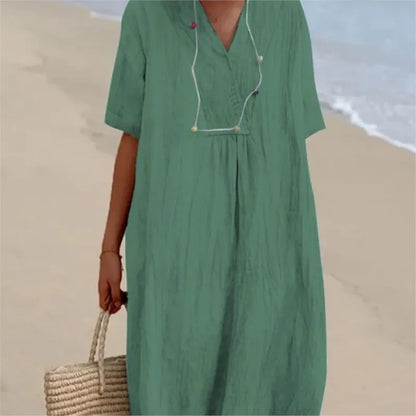 Silvana™ | Avslappet Teksturert Maxi Kjole