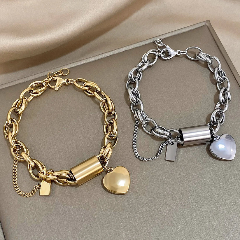 Elegant Hjerteformet Chunky Armbånd