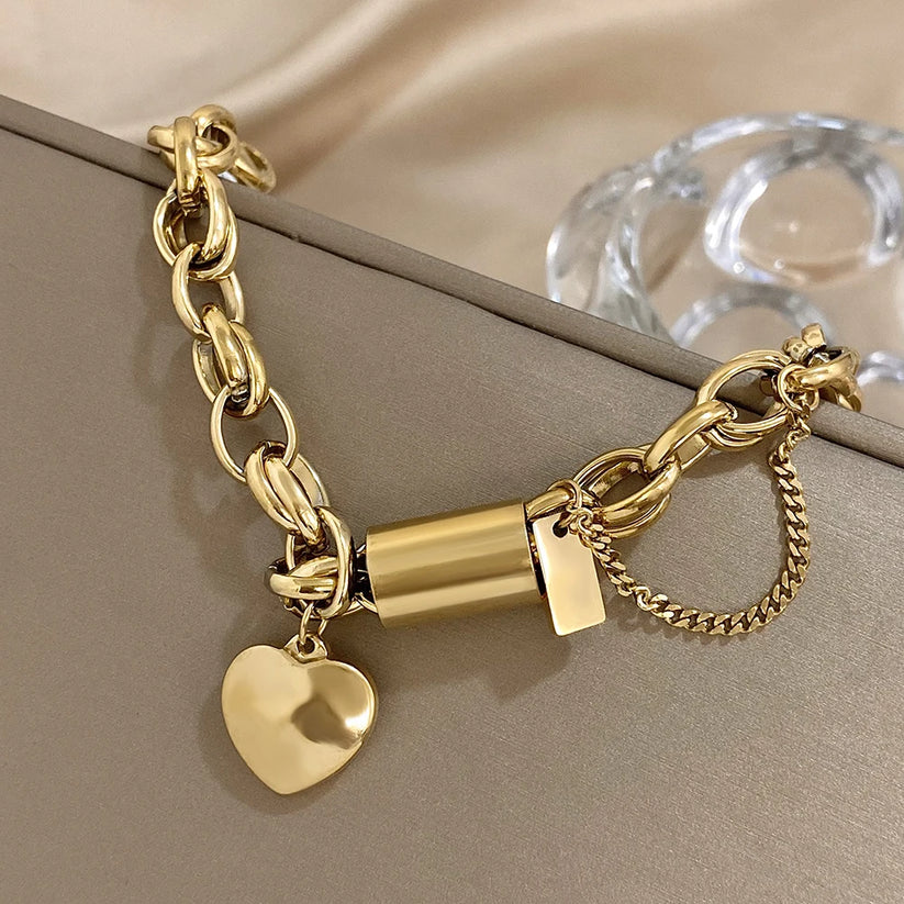 Elegant Hjerteformet Chunky Armbånd