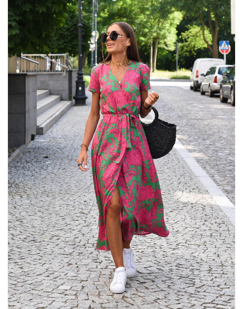 Talia™ | Stilig V-hals Blomsterkjole