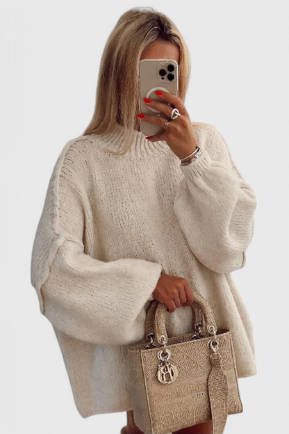 Cassia | Oversized Genser i Strikket Materiale med Ballongerm