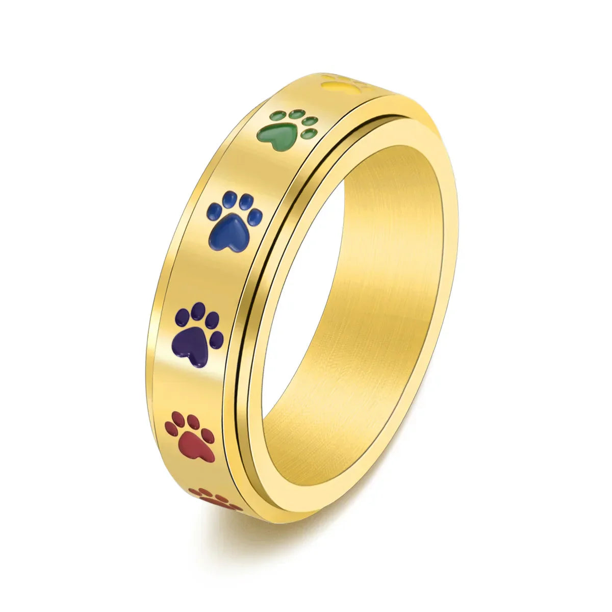 Spinnende Stressreduserende Pote Ring – Regnbuepoter