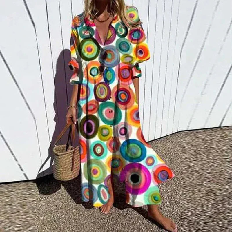 Cassidy™ – Maxi-kjole med boho puffermer