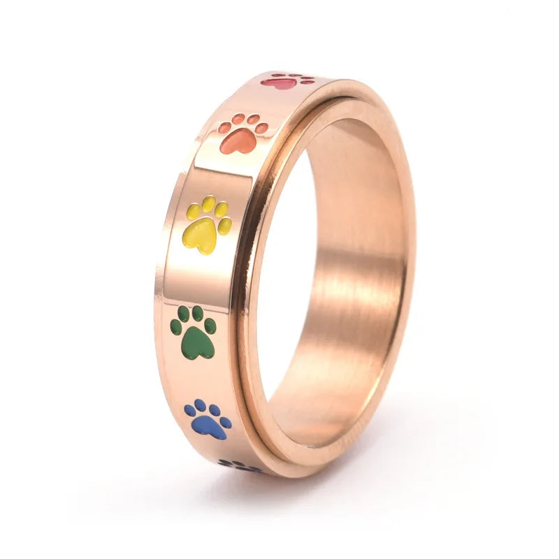 Spinnende Stressreduserende Pote Ring – Regnbuepoter