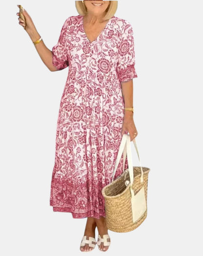 Aria™ | Elegant Blomsterkjole med V-Hals