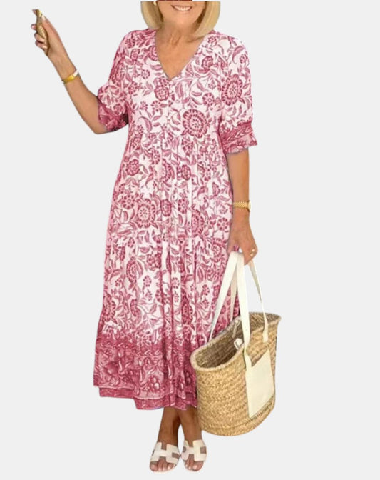 Aria™ | Elegant Blomsterkjole med V-Hals