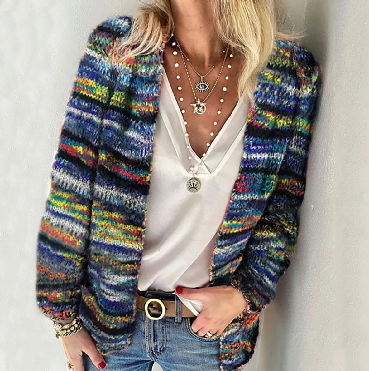 Camila | Flerfarget Knuffelcardigan