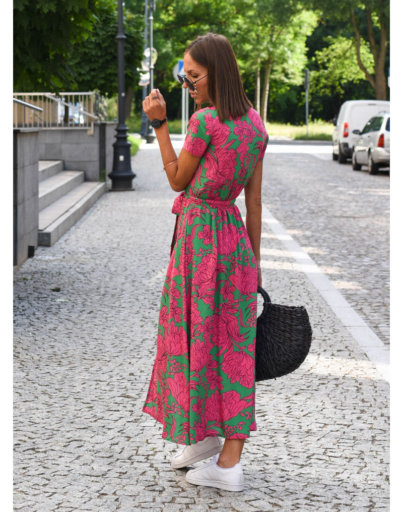 Talia™ | Stilig V-hals Blomsterkjole
