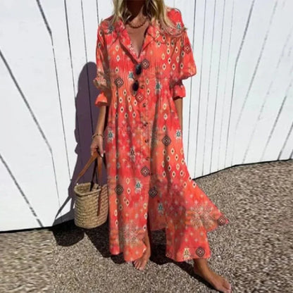 Cassidy™ – Maxi-kjole med boho puffermer