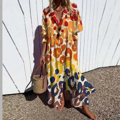 Cassidy™ – Maxi-kjole med boho puffermer
