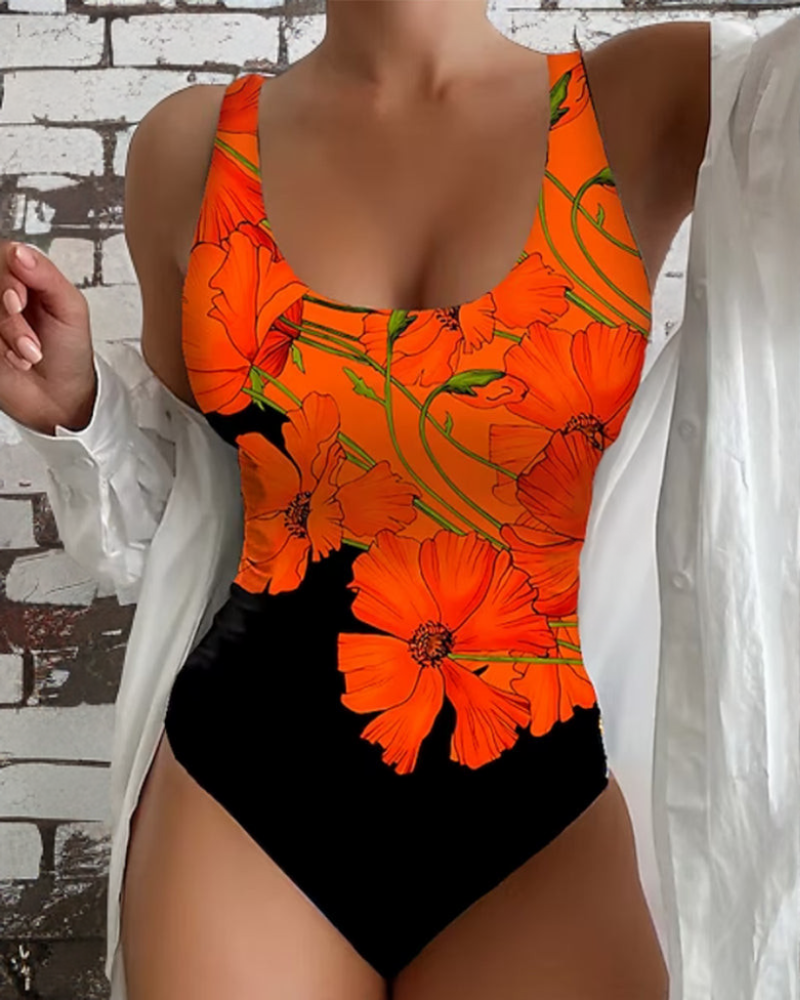 Lucy - Elegant Én-delt Badedrakt med Blomstermønster