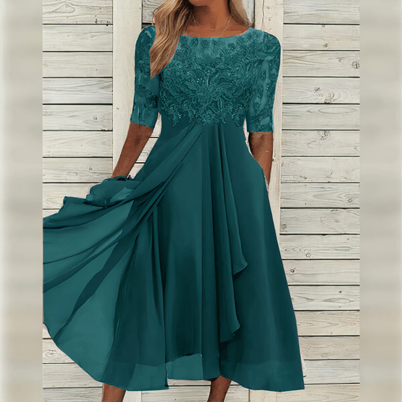 Harper™ | Elegant midikjole i blonder