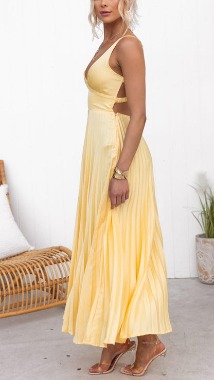 Malka™ | Plissert V-hals Maxi Kjole