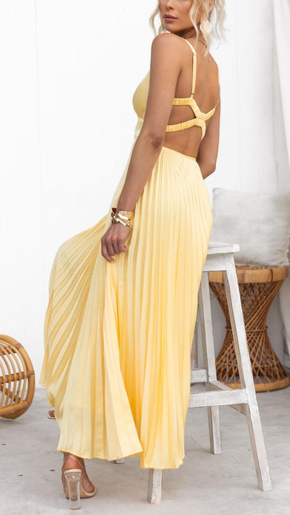 Malka™ | Plissert V-hals Maxi Kjole
