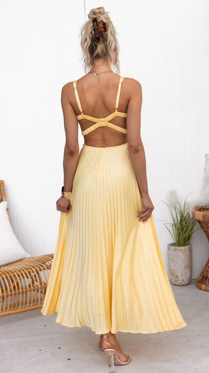 Malka™ | Plissert V-hals Maxi Kjole