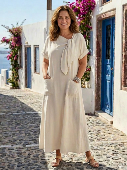 Elowyn | Rund Hals Korte Ermer Lomme Maxi Kjole