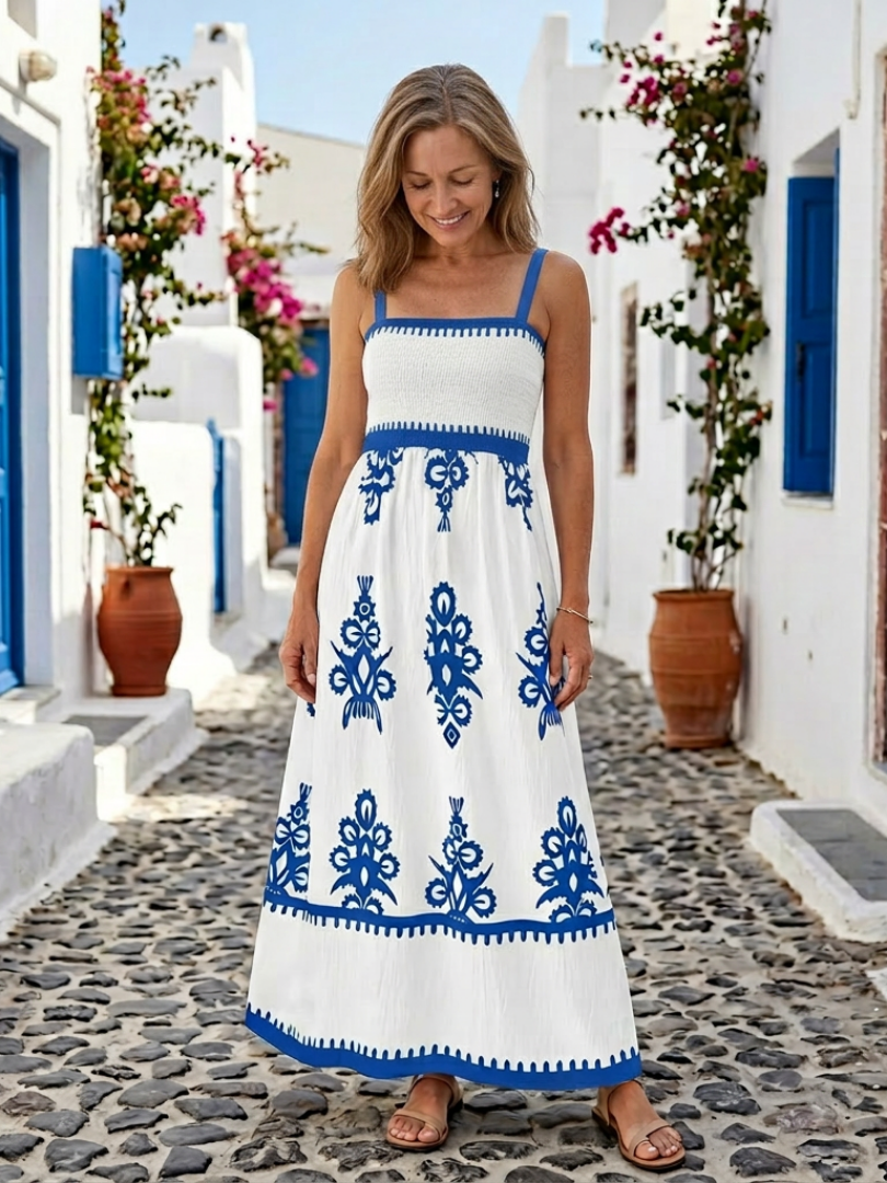 Odelina | Uten ermer Smocked Bodice Maxi Kjole