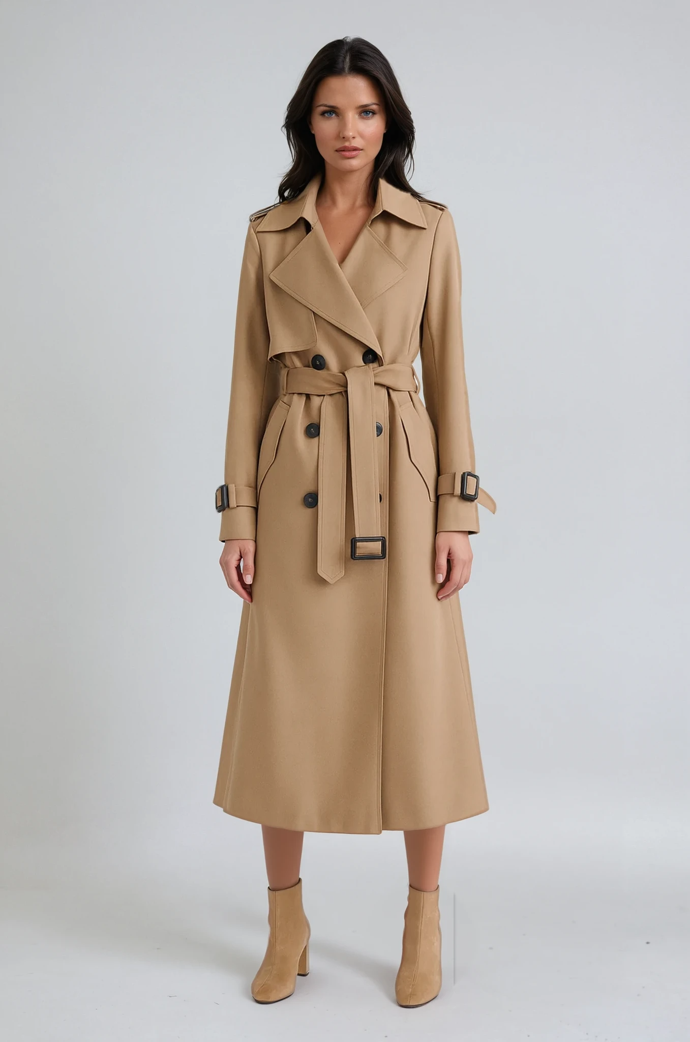 Amara | Belte Lang Trench Coat
