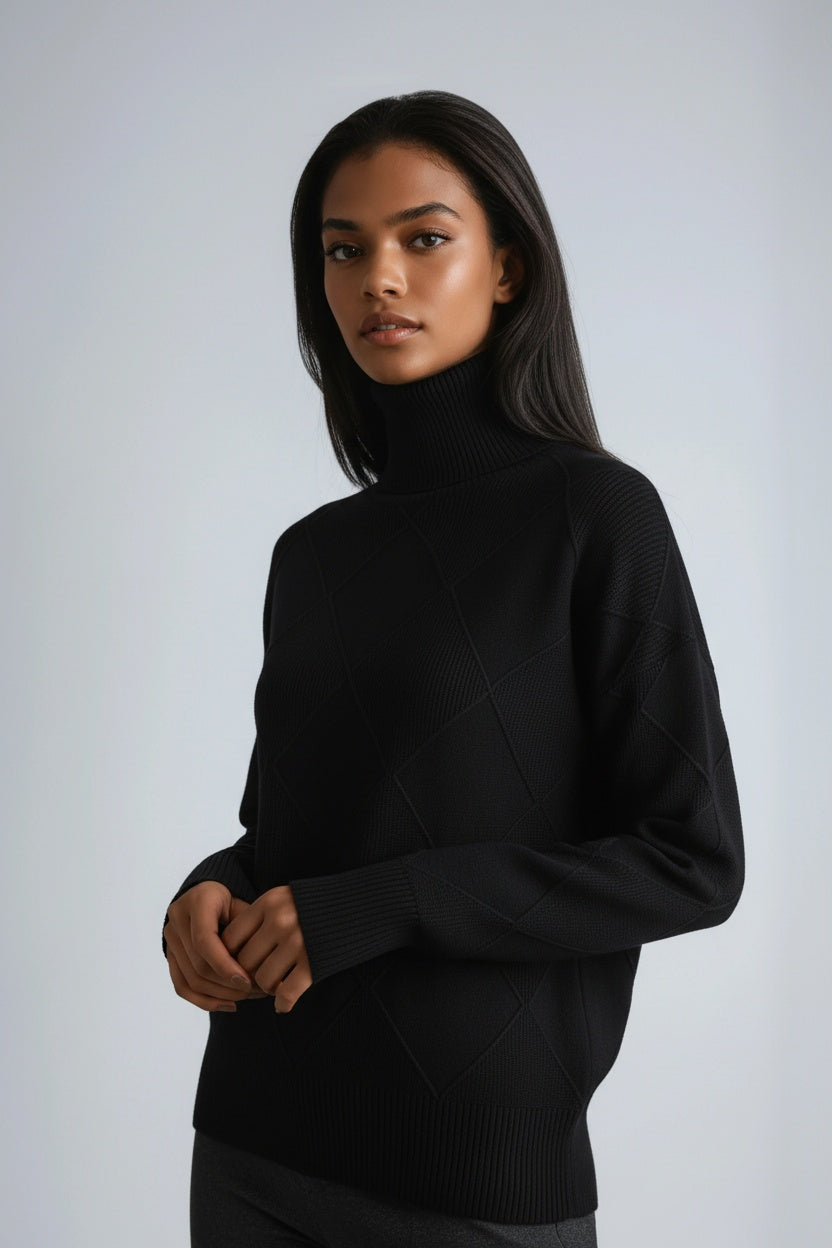 Livia | Høyhalset Genser med Diamantmotiv