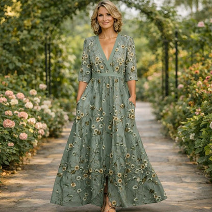 Mila™ | Myk V-hals Maxi-kjole