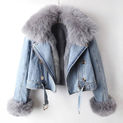Amara | Denimjakke med pelsfor