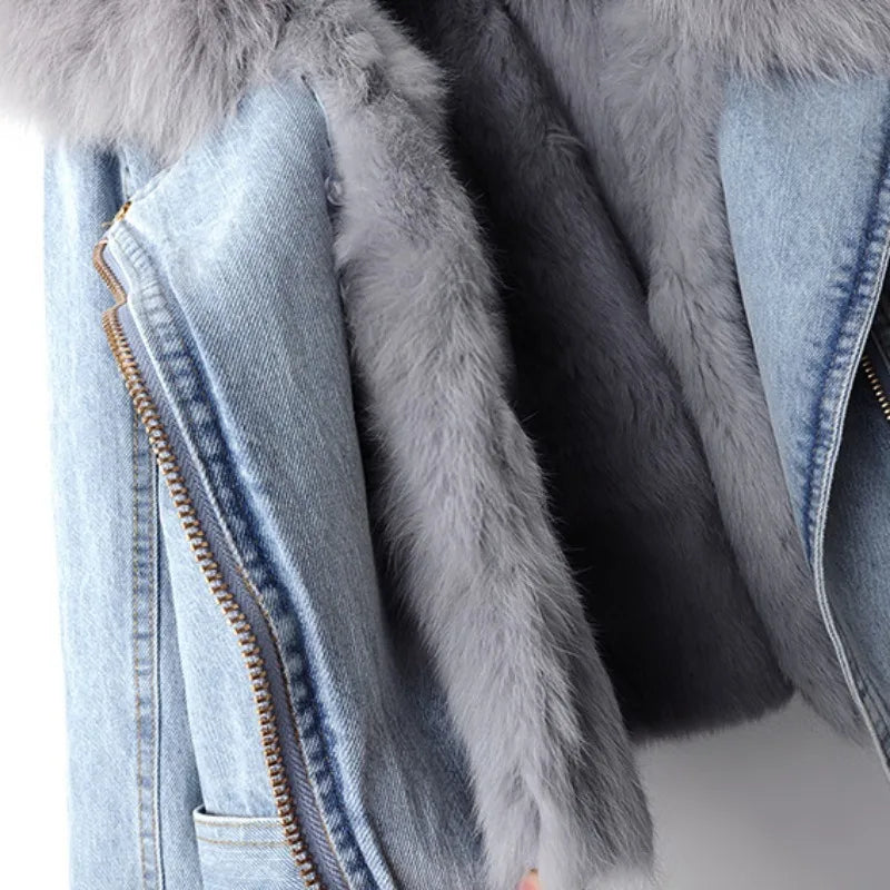 Amara | Denimjakke med pelsfor