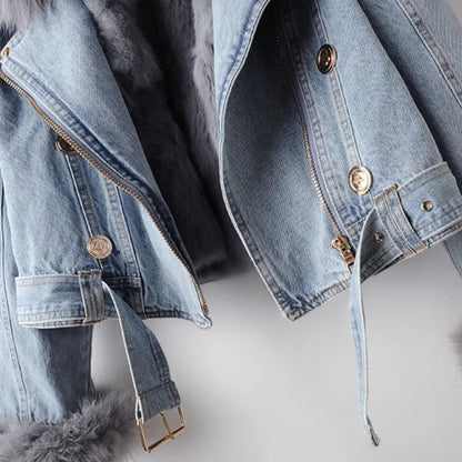 Amara | Denimjakke med pelsfor