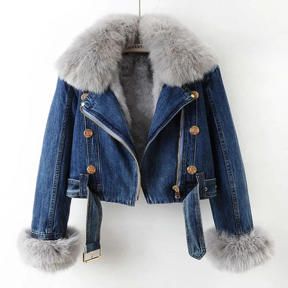 Amara | Denimjakke med pelsfor