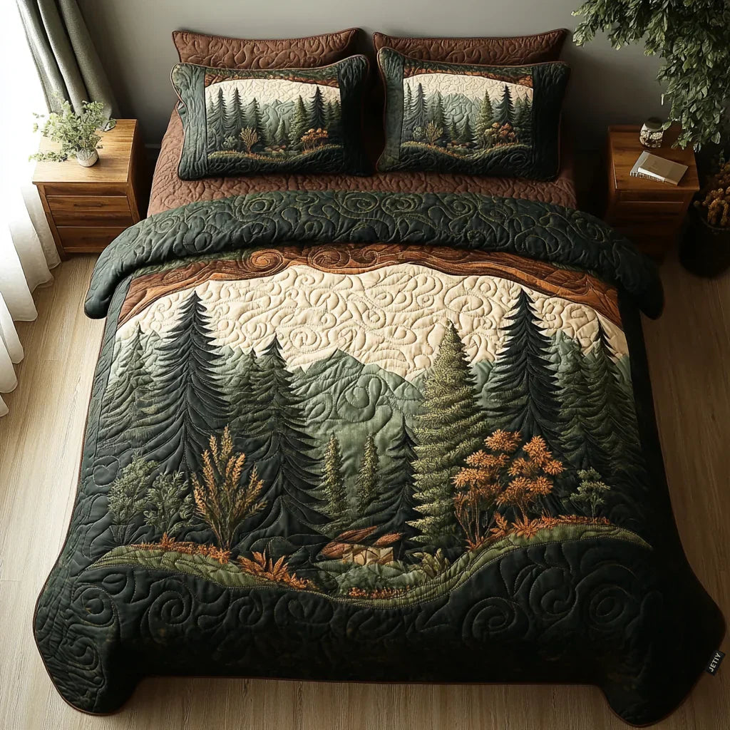 Sengepakke med quiltet design 3 deler - Tur i Skogen