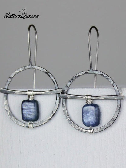 Kvinnelige Vintage Håndlagde Naturlige Lapis Lazuli Øredobber