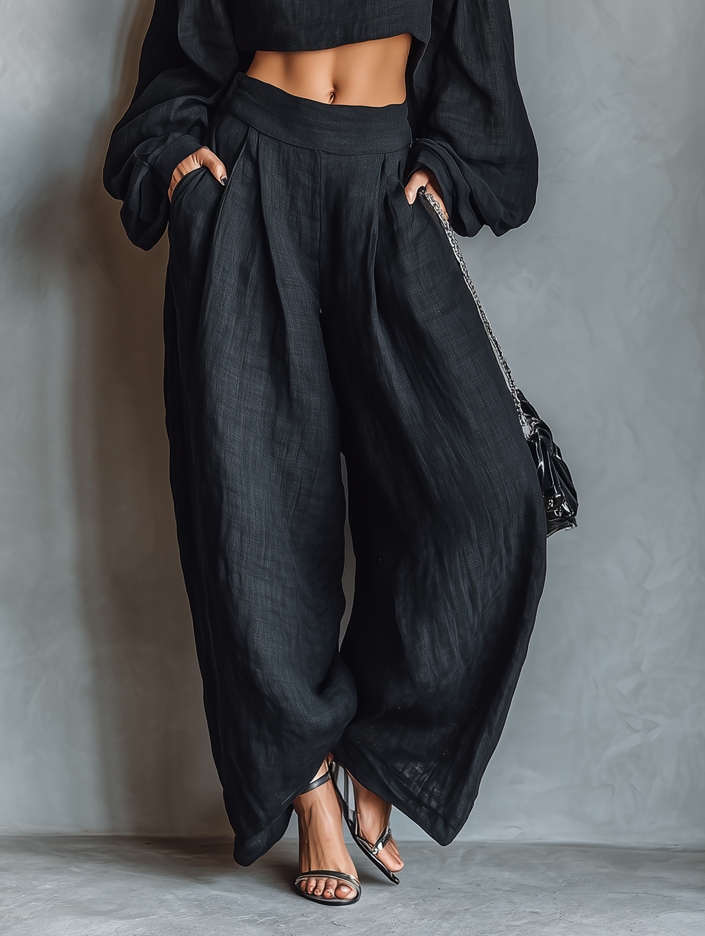 Tess™ || Off-shoulder sett med vide bukser