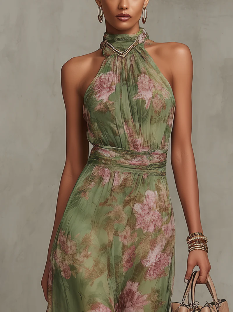 Livia | Maxikjole Halter Blomster