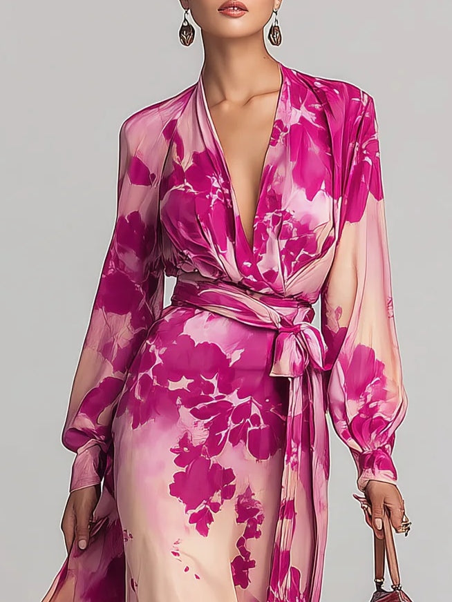 Olivia™ | Elegant Blomstrete Maxi Kjole