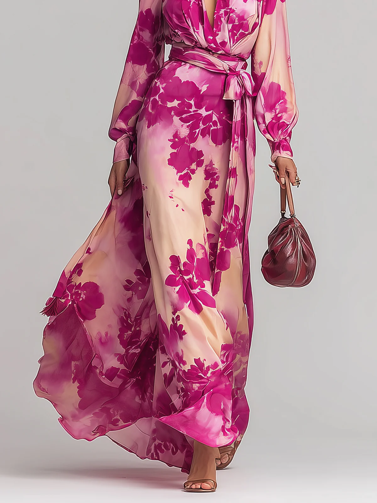 Olivia™ | Elegant Blomstrete Maxi Kjole