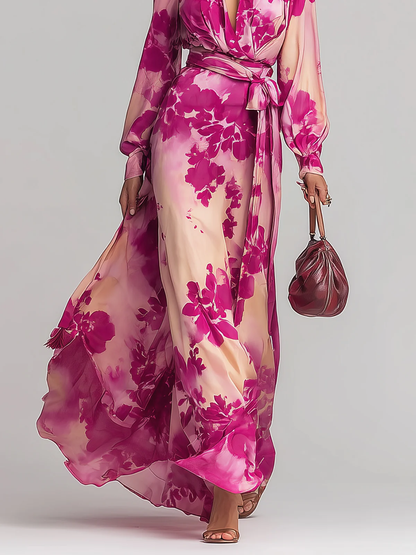 Olivia™ | Elegant Blomstrete Maxi Kjole