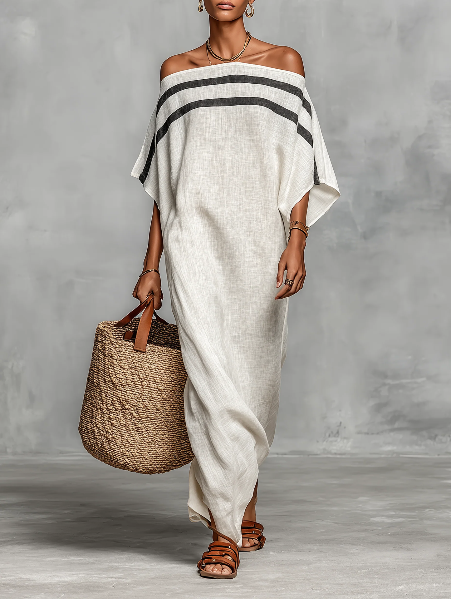 Aveline™ | Off-Shoulder Maxi Kjole med Batwing Ermer
