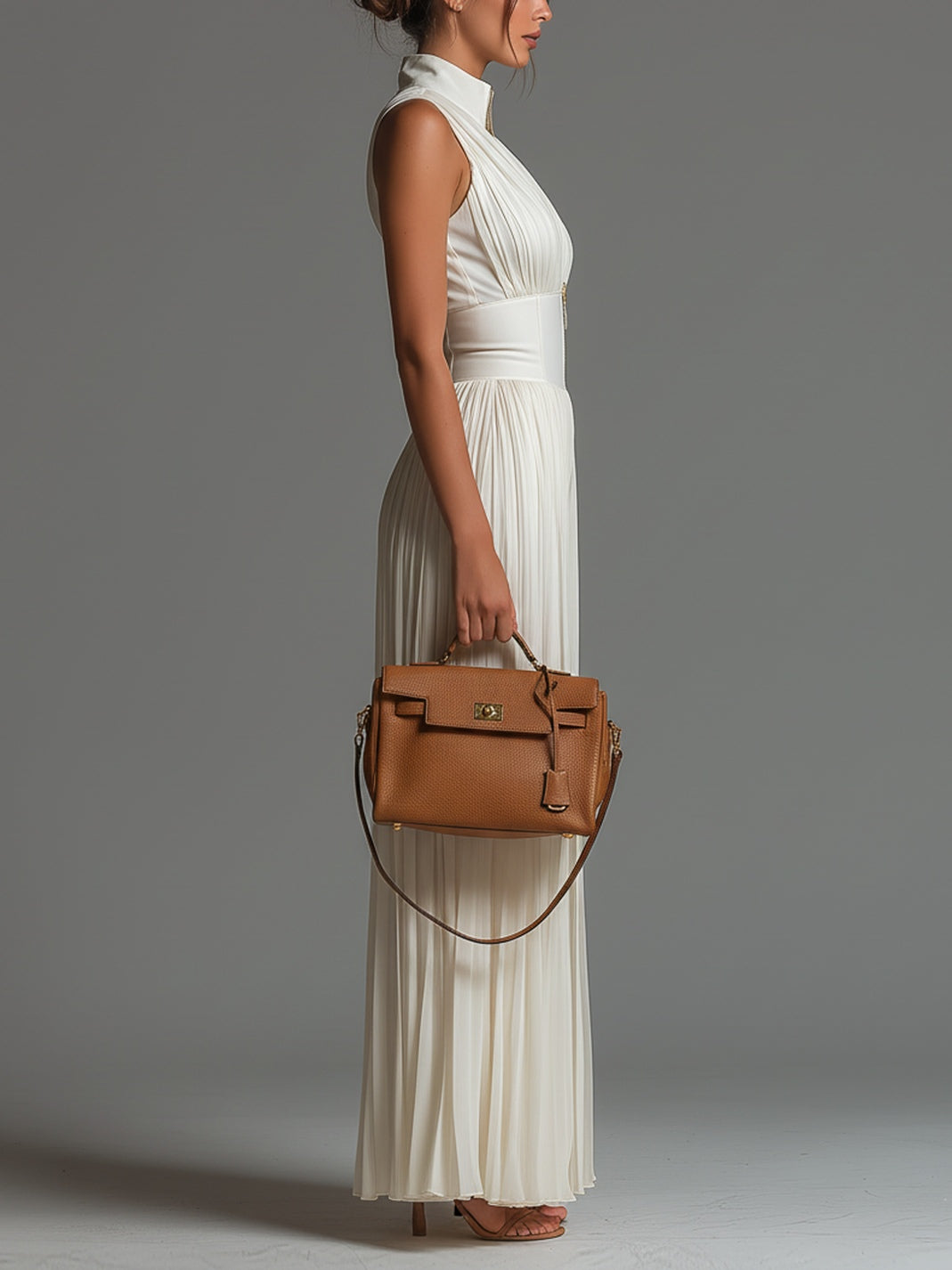 ESSENSIELL – Hvit Plisserte Chiffon Jumpsuit for Kvinner