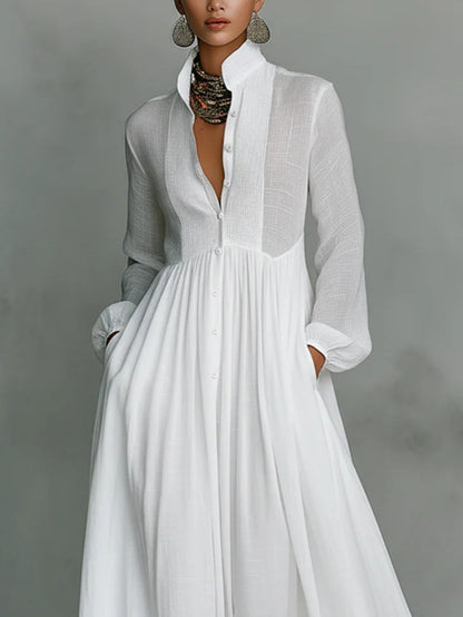 Léonie™ | Minimalist Maxi Kjole med Ståkrage