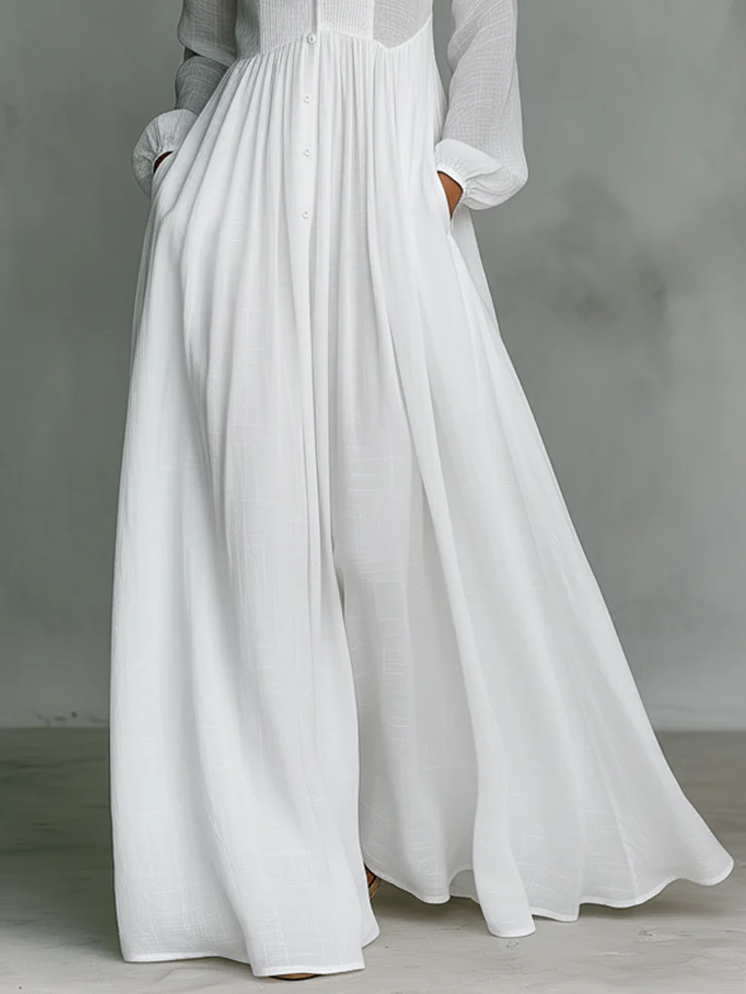 Léonie™ | Minimalist Maxi Kjole med Ståkrage