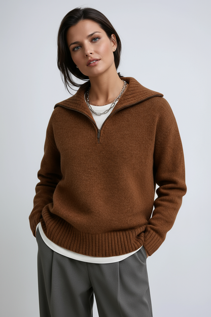 Amara | Strikket Zip-Up Turtleneck