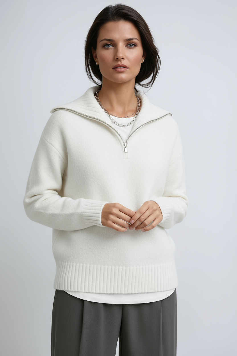 Amara | Strikket Zip-Up Turtleneck