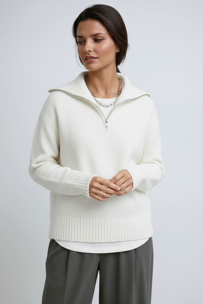 Amara | Strikket Zip-Up Turtleneck