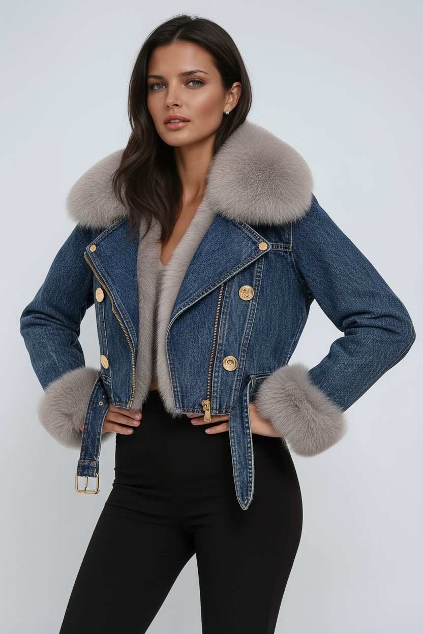 Amara | Denimjakke med pelsfor