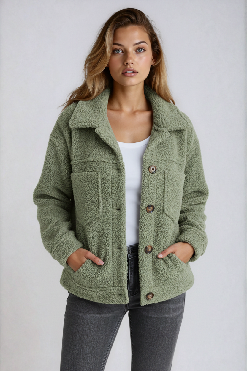 Vespera | Myk Knappe-Front Teddy Jakke
