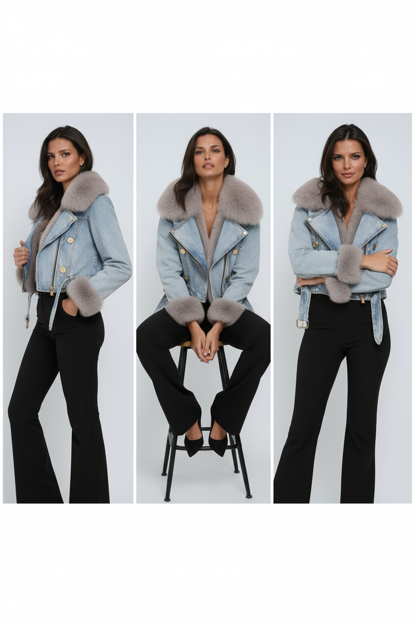 Amara | Denimjakke med pelsfor