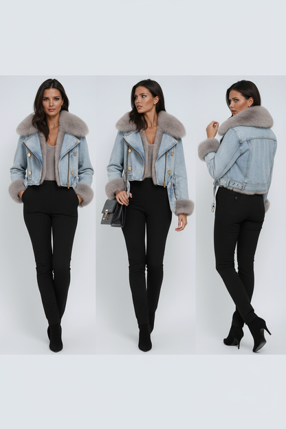 Amara | Denimjakke med pelsfor