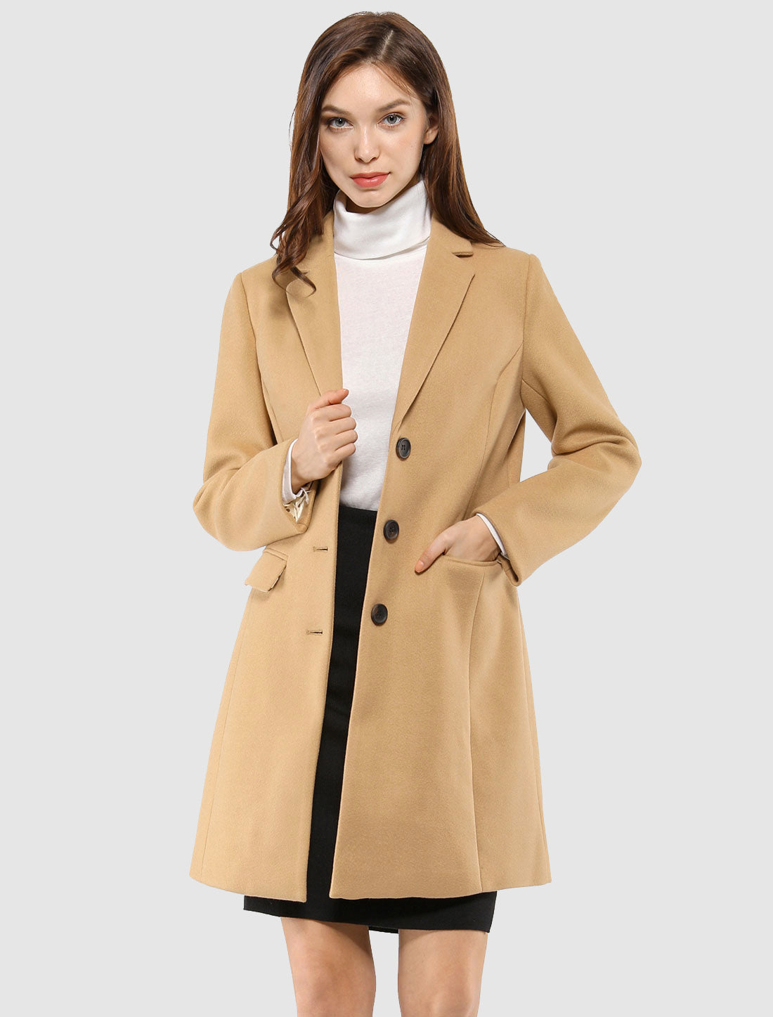 Marielle | Klassisk Ullfrakk med Krage