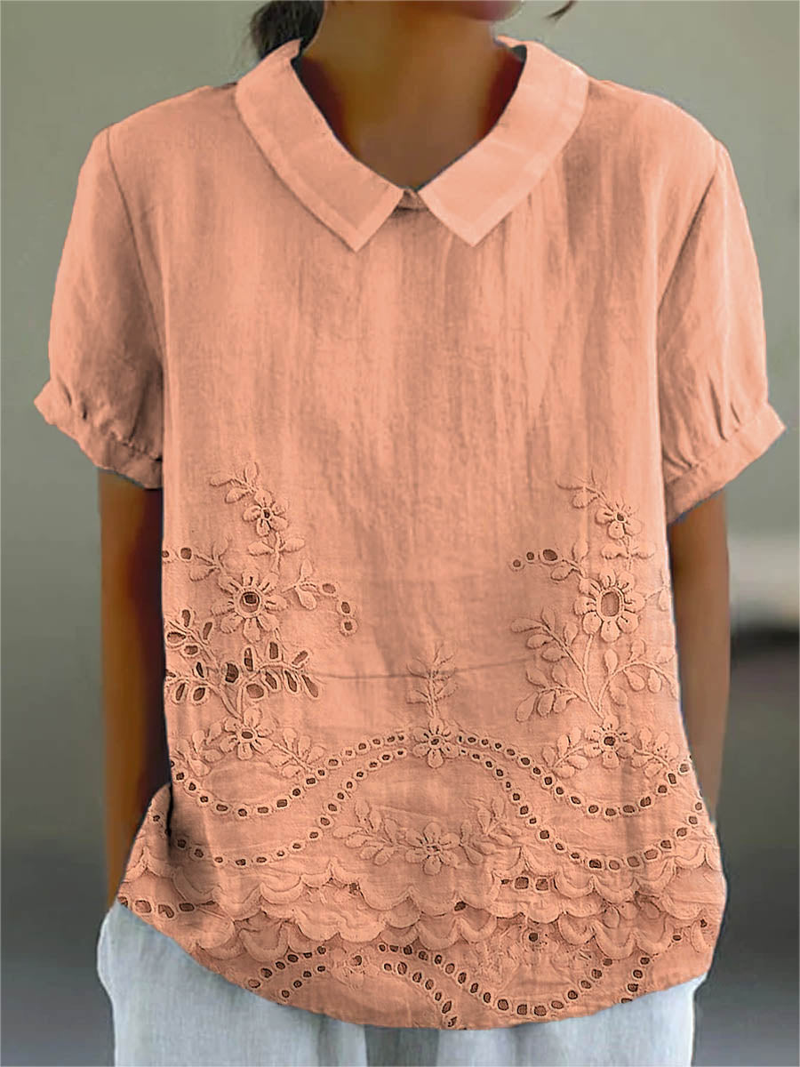 Lily | Blomstret Brodert Skjorte